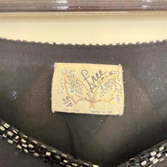 Free People Sequin Butterfly Beaded Crop Top in Black purple Size S/P - Picture 6 of 9